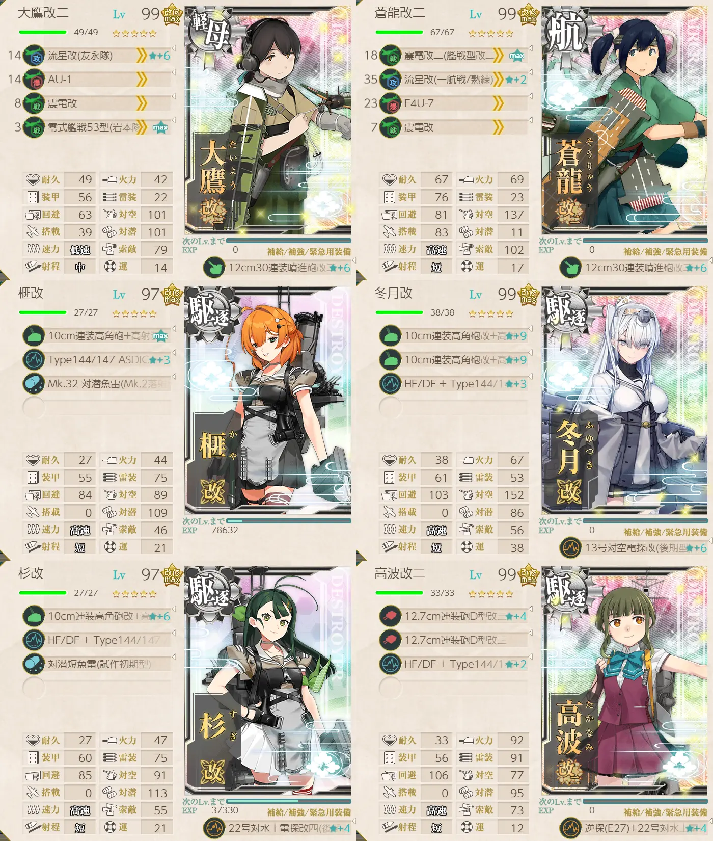 E2-1開放1 Dマス 艦隊編成